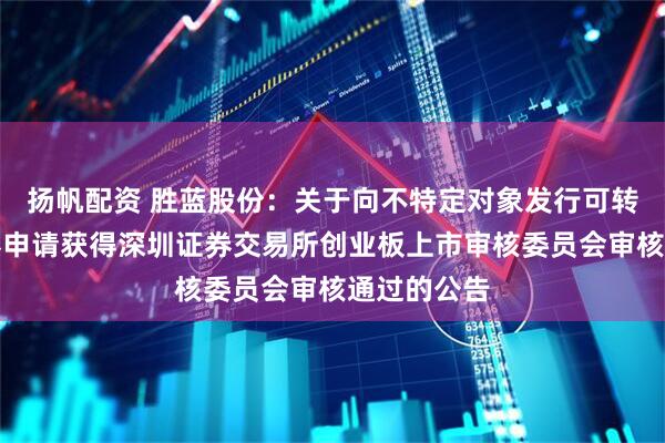 扬帆配资 胜蓝股份：关于向不特定对象发行可转换公司债券申请获得深圳证券交易所创业板上市审核委员会审核通过的公告