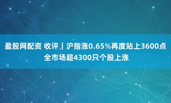 盈股网配资 收评｜沪指涨0.65%再度站上3600点 全市场超4300只个股上涨