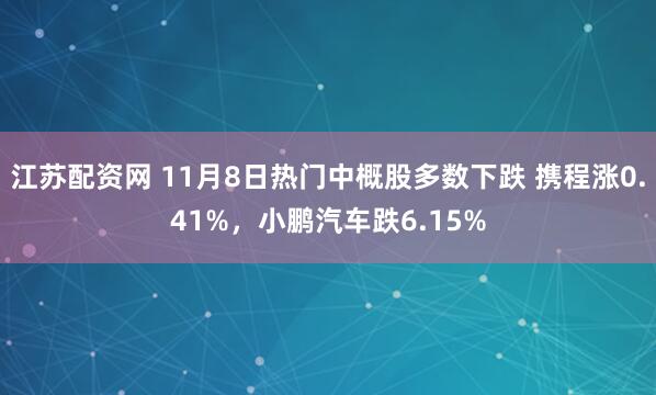江苏配资网 11月8日热门中概股多数下跌 携程涨0.41%，小鹏汽车跌6.15%